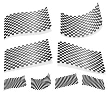 Waving Checkered Flags, Surfaces. 3d Planes With Checkered Surfa