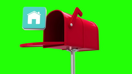 Poster - House symbol in the mailbox on green background