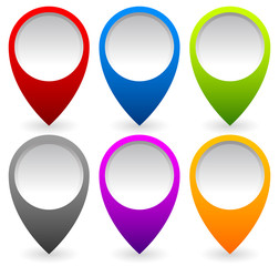 Aufkleber - Set of colorful map markers, map pins