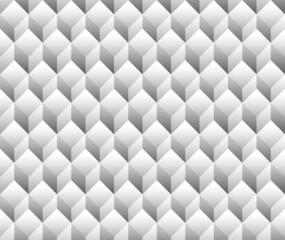 Poster - Grayscale 3d Cubes minimal, repeatable pattern (simple seamless,