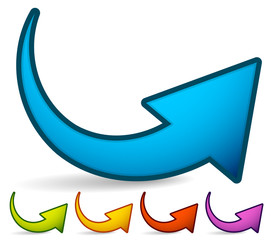 Poster - Curved, Bent Colorful Vector Arrow Elements Isolated on White. E