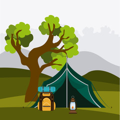 Wall Mural - Camping design.