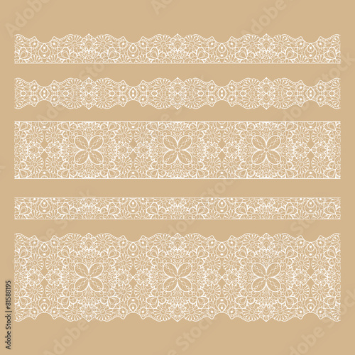 Valokuva Set of seamless lace borders with transparent background