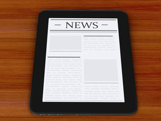 Poster - 3d digital tablet pc with news. Media concept