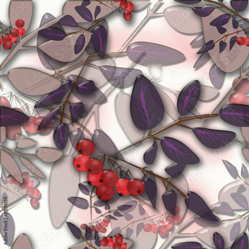 Naklejka na szybę Seamless background pattern with colorful autumn leaves and rowa