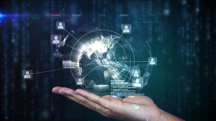 Aufkleber - Hand presenting a global community graphic