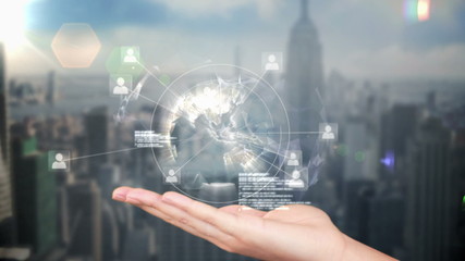 Poster - Hand presenting a global community graphic