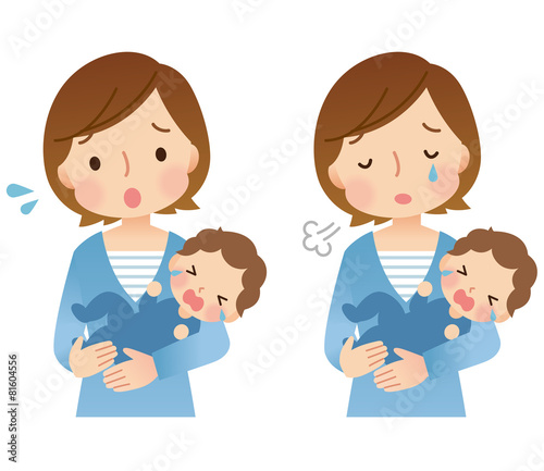 泣いている赤ちゃんと母親 Adobe Stock でこのストックイラストを購入して 類似のイラストをさらに検索 Adobe Stock