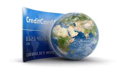 Wall Mural - Credit Card and Globe (clipping path included)