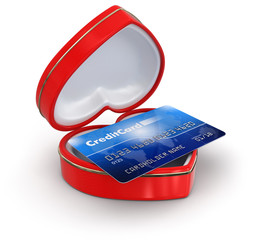 Poster - Credit Card in the heart box (clipping path included)
