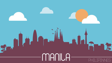 Wall Mural - Manila Philipinnes skyline silhouette flat design vector