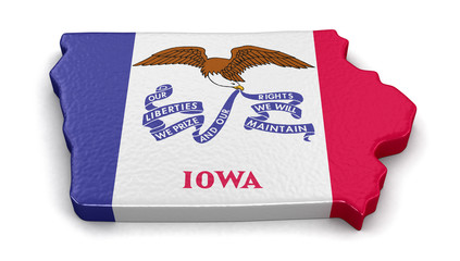 Poster - Map of Iowa state with flag