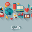 Media and communication background design with blog icons