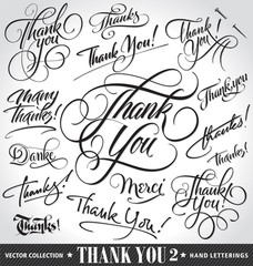 Poster - Set of custom THANK YOU hand lettering (vector)