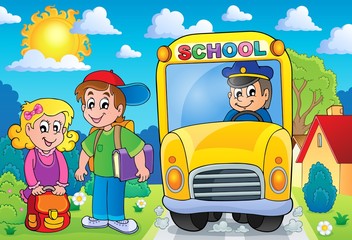 Wall Mural - Image with school bus topic 7