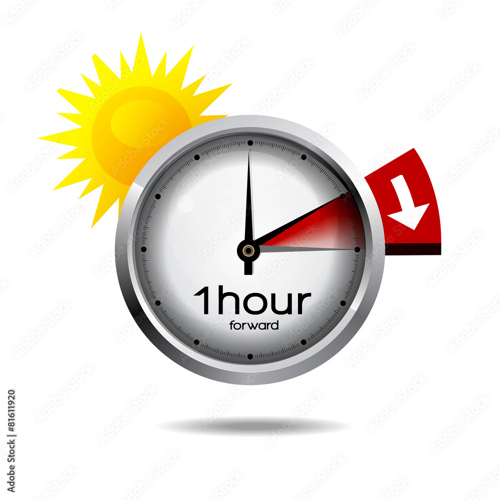 Clock switch to summer time daylight saving time - obrazy, fototapety, plakaty 