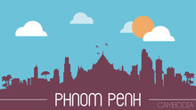 Phnom Penh Cambodia Skyline Silhouette Flat Design Vector