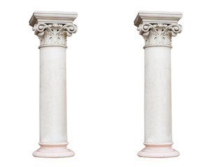 Wall Mural - Two white columns in the classical style isolated on white backg