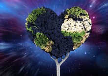 Composite Image Of Heart Shaped Earth Tree