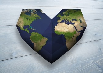 Poster - Composite image of heart shaped earth