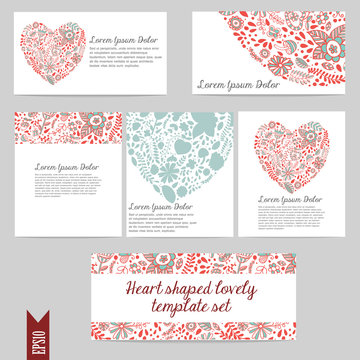 Heart shaped lovely template vector set
