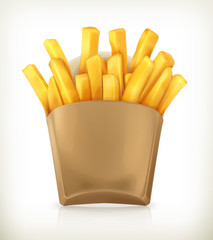 Wall Mural - French fries, vector icon