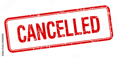 Fotografía cancelled red square grungy vintage isolated stamp