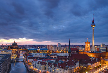 Wall Mural - Berlin at dawn with a dramatic sky