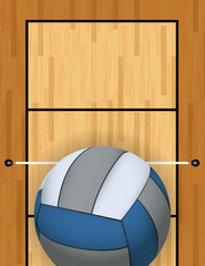 Sticker - Vertical Volleyball and Volleyball Court Background Illustration