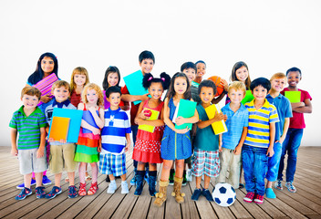 Sticker - Multiethnic Children Smiling Happiness Friendship Concept