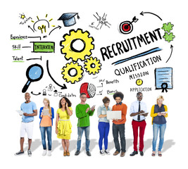 Wall Mural - Ethnicity People Recruitment Digital Divices Searching Concept