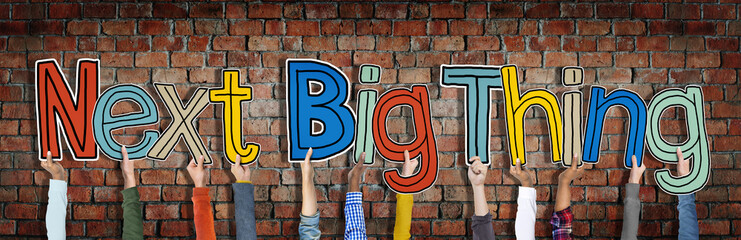 Sticker - Hands Holding Next Big Thing Concept