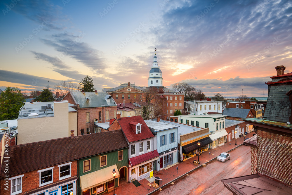 Annapolis, Maryland, USA Town Skyline - obrazy, fototapety, plakaty 