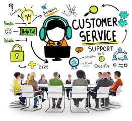 Sticker - Customer Service Support Assistance Service Help Guide Concept