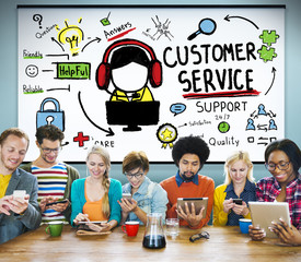 Wall Mural - Customer Service Support Assistance Service Help Guide Concept