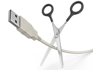 Poster - Scissors and USB Cable (clipping path included)