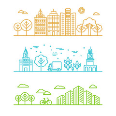 Poster - Vector city illustration in linear style