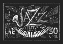 Poster Of Jazz Festival On The Chalkboard