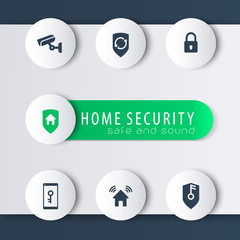 Wall Mural - Home security round modern icons, vector illustration, eps10