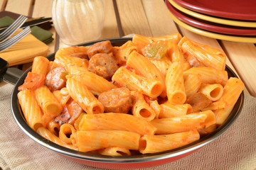 Canvas Print - Sausage rigatoni in a skillet