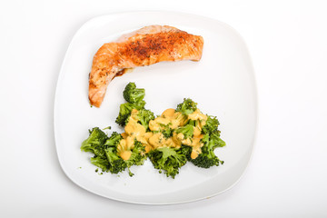 Wall Mural - Salmon and Broccoli with Cheese Sauce