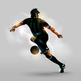 Fototapeta  - Abstract soccer running with ball
