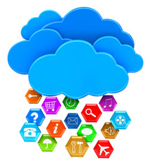 Poster - Clouds and pictograms (clipping path included)