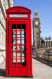 Fototapeta Big Ben - Red Telephone Box and Big Ben in London