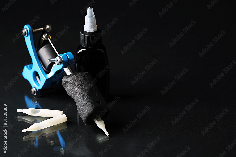 Machine for tattoo, on dark  background