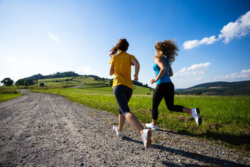 Young women running