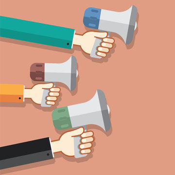 Flat design stylish vector illustration megaphone with cloud of