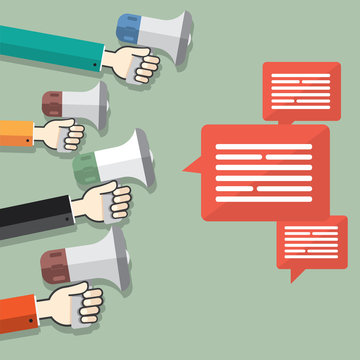 Flat design stylish vector illustration megaphone with cloud of