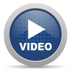 Poster - video blue glossy web icon