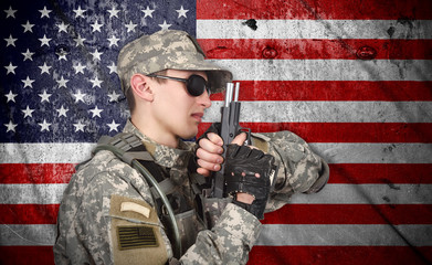 Wall Mural - USA soldier with gun